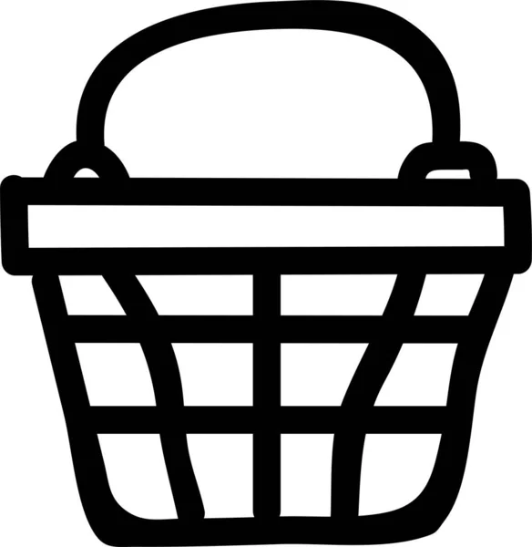 Ikona Elektronického Obchodu Košíku Ručně Kresleném Stylu — Stockový vektor