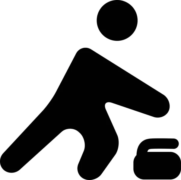 Curling Sport Spel Ikon Fast Stil — Stock vektor