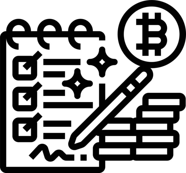 Huvudbok Bitcoin Cryptocurrency Ikon Kontur Stil — Stock vektor