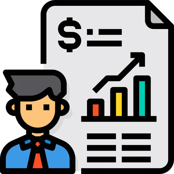 Businessman Manager Plan Icon Filled Outline Style — Stock Vector