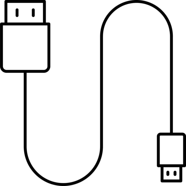 Ikona Technologii Transmisji Danych Kablowych Zarysie — Wektor stockowy