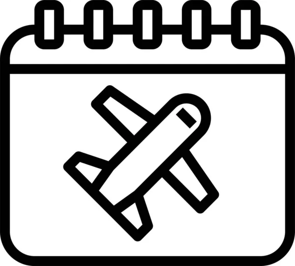 Aeroplano Aeropuerto Calendario Icono Estilo Esquema — Archivo Imágenes Vectoriales