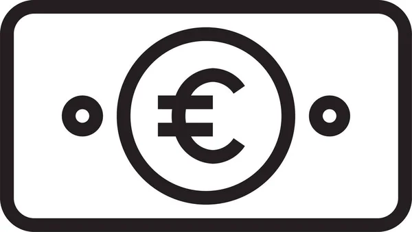 Euro Negocios Billetes Icono Estilo Esquema — Vector de stock