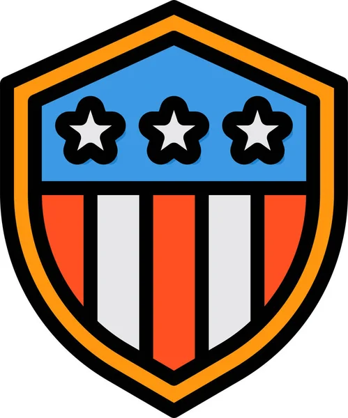 Escudo Insignia America Icono Estilo Contorno Lleno — Vector de stock