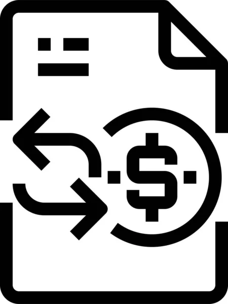 Curency Document Uitwisseling Pictogram Grote Lijnen — Stockvector