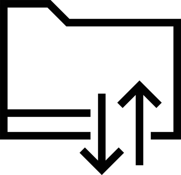 Document Données Icône Vers Bas Dans Style Contour — Image vectorielle