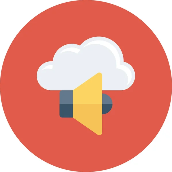 Cloud Geluid Luidspreker Pictogram Platte Stijl — Stockvector