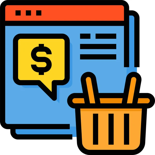 Warenkorb Browser Online Icon Shopping Commerce Kategorie — Stockvektor