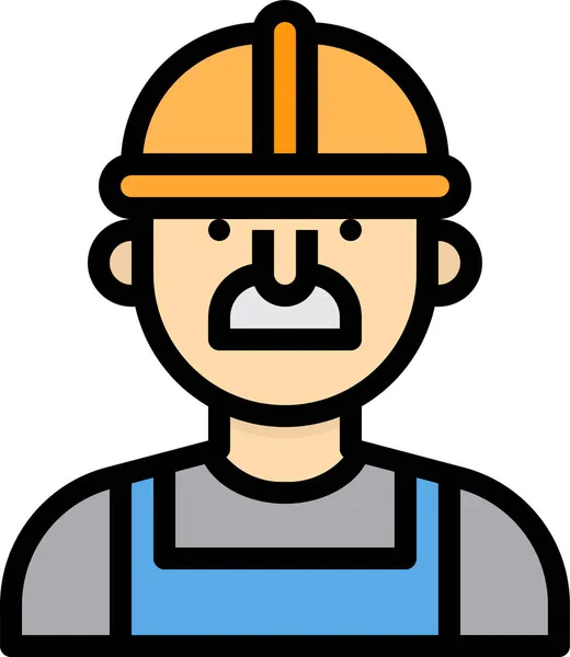 Avatar Construction People Icon Filled Outline Style — Stock Vector