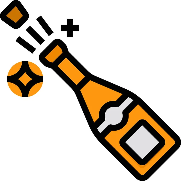 Champán Alcohol Botella Icono — Vector de stock