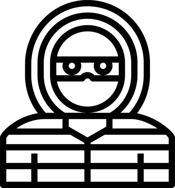 Ikona Zabezpečení Hackeru Zločinu Stylu Osnovy — Stockový vektor