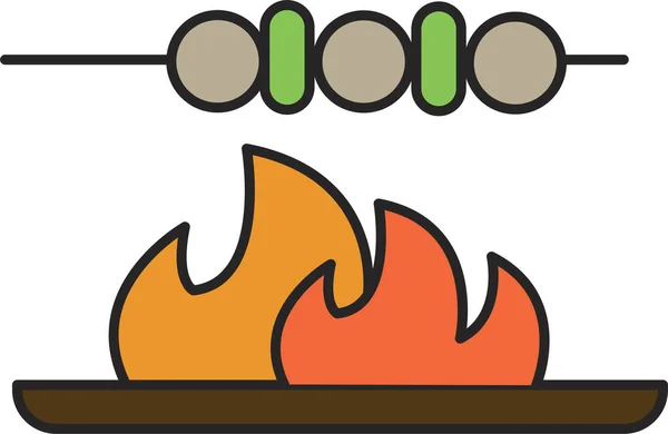 Barbecue Barbecue Icône Dîner Dans Style Contour Rempli — Image vectorielle