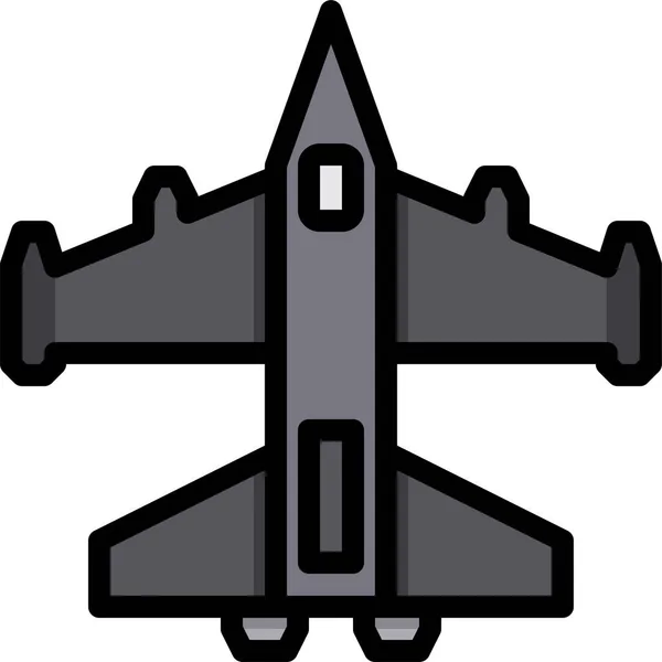 Στρατιωτικό Στρατιωτικό Αεροπλάνο Εικονίδιο Στυλ Γεμάτο Περίγραμμα — Διανυσματικό Αρχείο