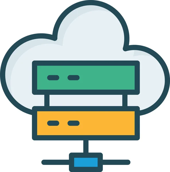 Cloud Database Mainframe Icon Estilo Esquema Rellenado — Vector de stock