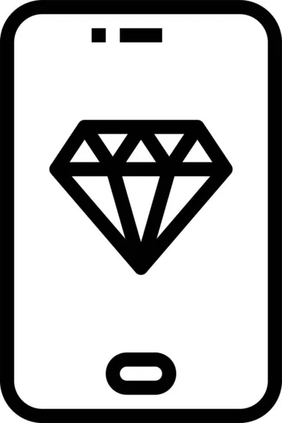Diamond Fashion Gem Icon Mobile Devices App Category — Stock Vector