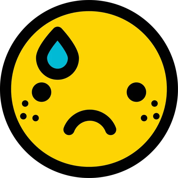 Emoticon Emoji Triste Icona Pieno Stile Contorno — Vettoriale Stock
