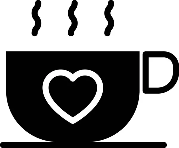 Icono Diseño Pareja Café Estilo Sólido — Vector de stock