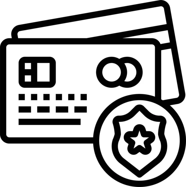 信用卡网络安全图标的轮廓风格 — 图库矢量图片