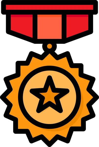 Μετάλλιο Νικητής Εικονίδιο Ανταμοιβή Στυλ Γεμάτο Περίγραμμα — Διανυσματικό Αρχείο