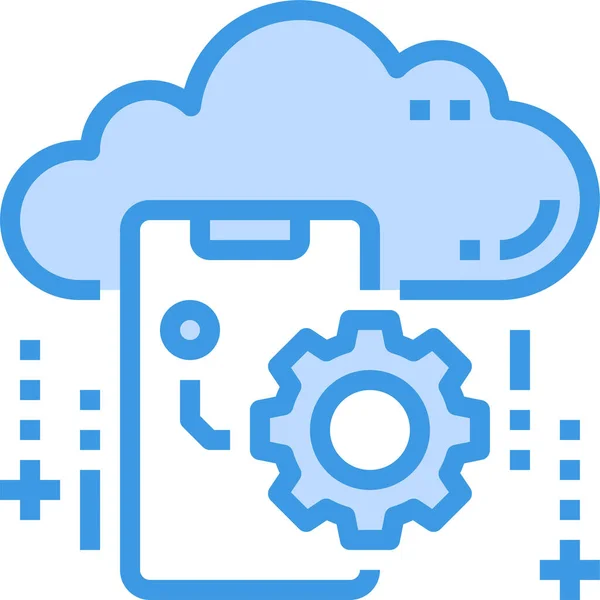 Nube Base Datos Icono Móvil Estilo Esquema Rellenado — Vector de stock