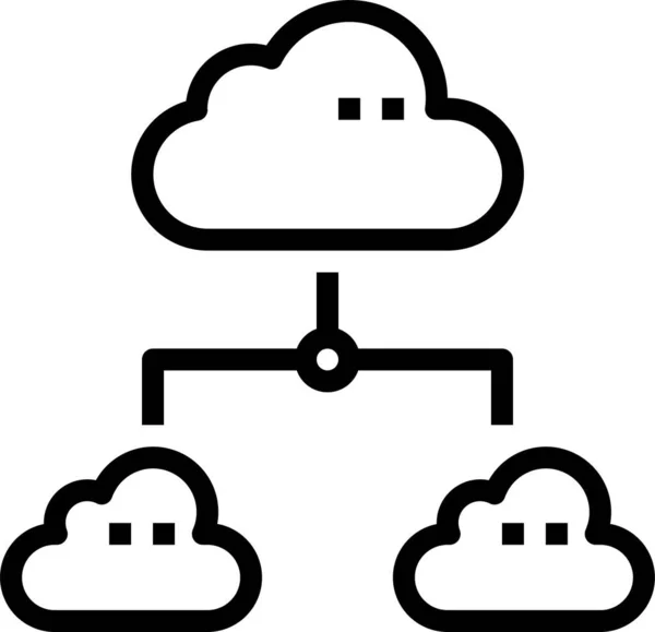 Icono Red Datos Nube Categoría Hardware Informático — Vector de stock