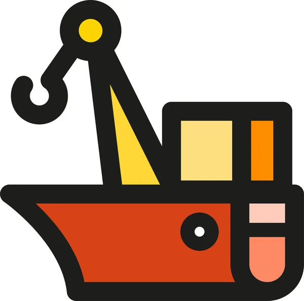 Ανύψωση Εικονίδιο Παράδοσης Πλοίου Στυλ Γεμάτο Περίγραμμα — Διανυσματικό Αρχείο