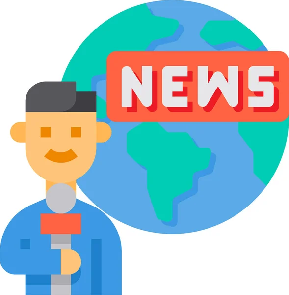 Reportero Noticias Periodista Icono — Vector de stock