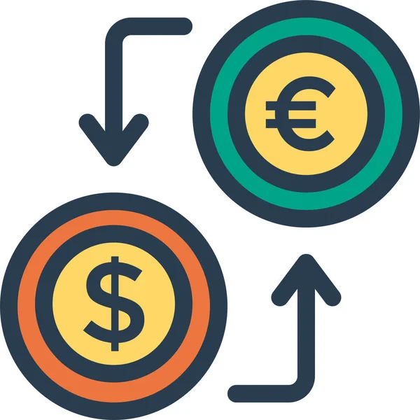 Moneda Dólar Icono Cambio Estilo Esquema Lleno — Archivo Imágenes Vectoriales