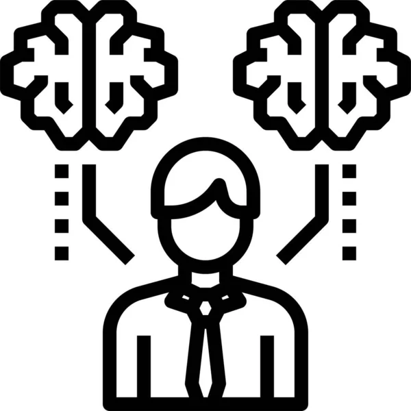 Cerveau Cerveau Cerveau Imagination Icône Dans Style Contour — Image vectorielle