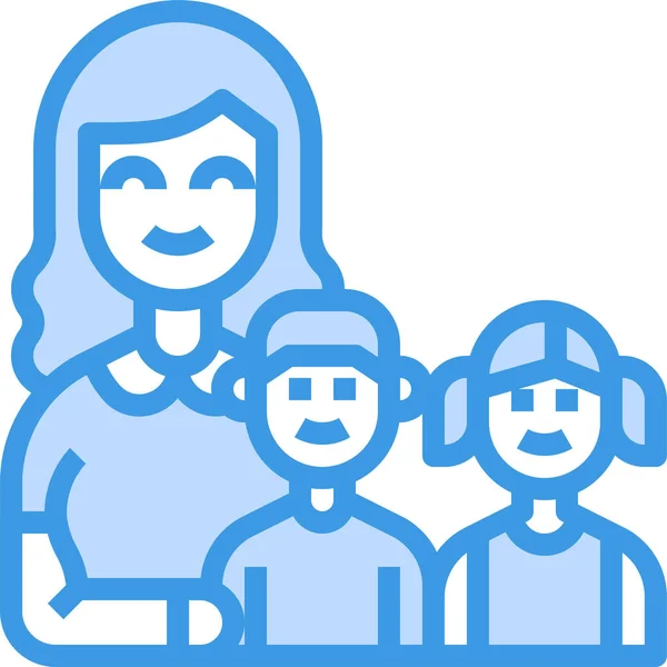 Familia Madre Hijos Icono — Vector de stock