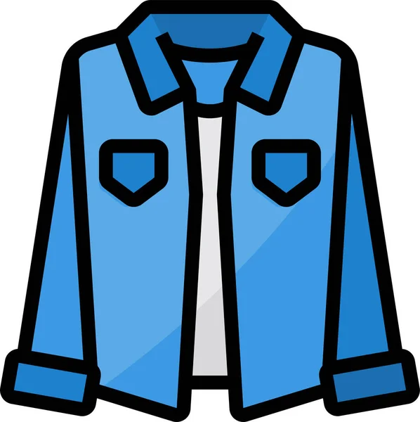 Chaqueta Ropa Vaqueros Icono Estilo Contorno Lleno — Vector de stock