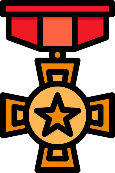 Medalla Honores Icono Recompensa Estilo Contorno Lleno — Vector de stock