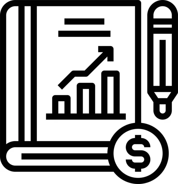 图书业务财务图标的轮廓风格 — 图库矢量图片