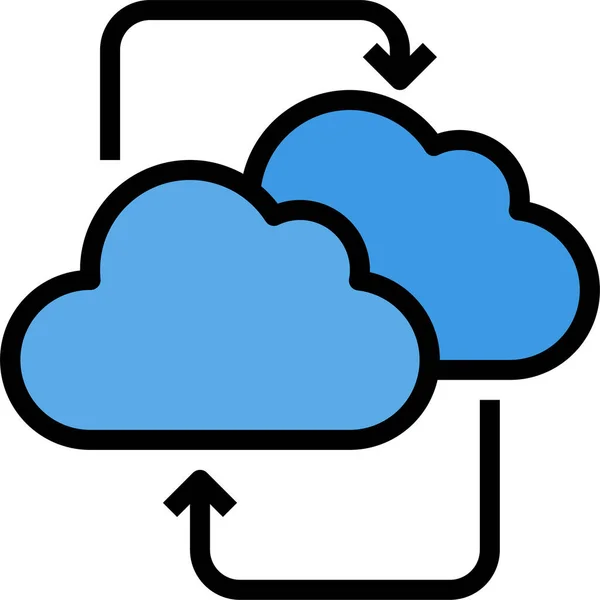 Moln Kommunikation Dator Ikon Fylld Skissera Stil — Stock vektor