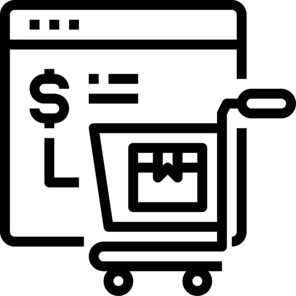 Browser Cart Icona Online Nella Categoria Shopping Commerce — Vettoriale Stock