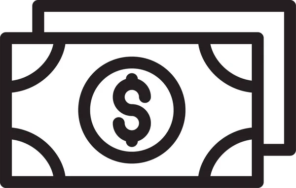 Bargeld Währung Dollar Symbol Umrissstil — Stockvektor