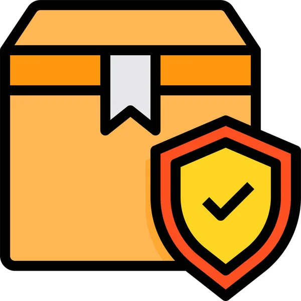 Box Versicherungspaket Symbol Der Versand Lieferung Und Erfüllung Kategorie — Stockvektor
