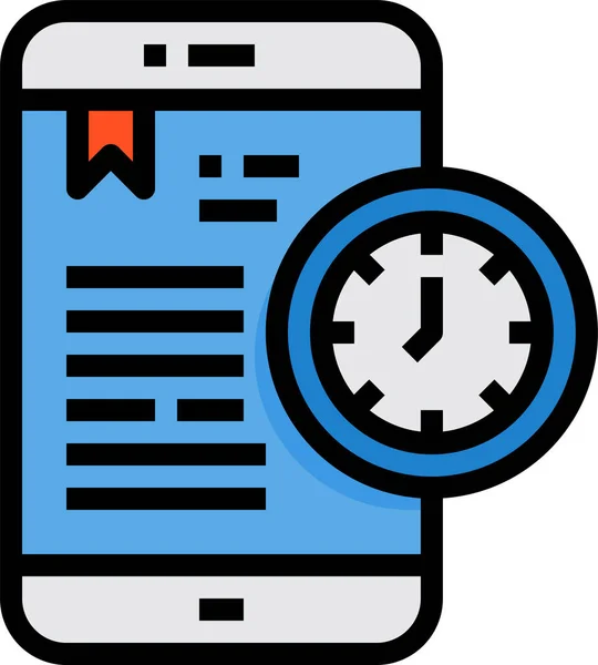 Schema Smartphone Tijd Pictogram — Stockvector