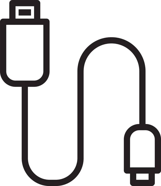 Kabel Computer Apparaat Pictogram Contouren Stijl — Stockvector