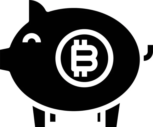 Bankowa Ikona Biznesu Bitcoin Solidnym Stylu — Wektor stockowy