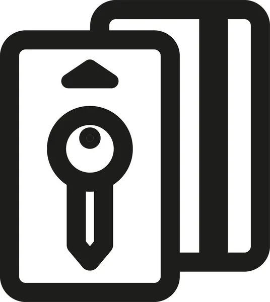 Ícone Cartão Chave Porta Estilo Esboço — Vetor de Stock