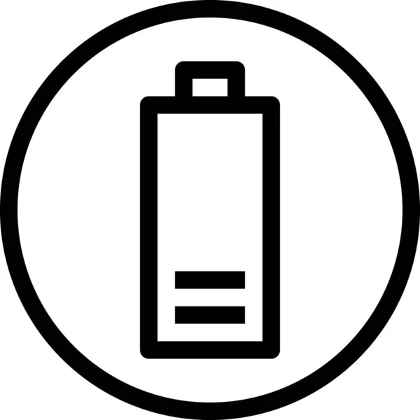 Icône Basse Essentielle Batterie Dans Style Contour — Image vectorielle