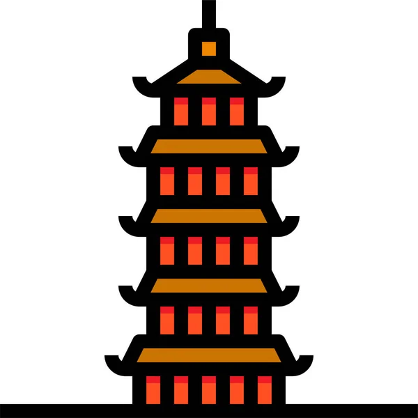 Pagoda China Landmark Icon — Stock Vector