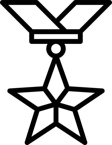 Médaille Récompense Badge Icône Dans Style Contour — Image vectorielle