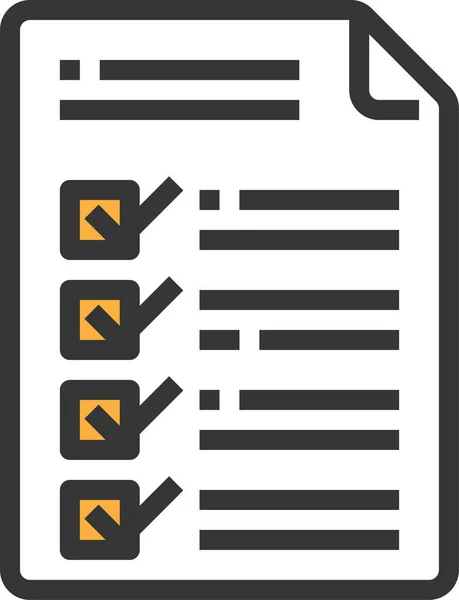 Graphique Vérifier Icône Document Dans Style Contour Rempli — Image vectorielle