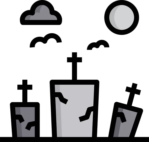 Graveyard Halloween Party Icon Filled Outline Style — Stock Vector