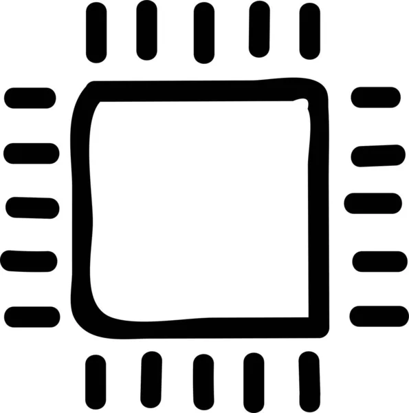 Chip Computer Cpu Icoon Grote Lijnen — Stockvector