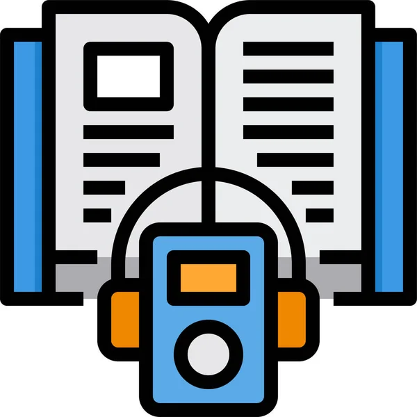 Audio Kniha Elearning Icon Education School Learning Category — Stockový vektor