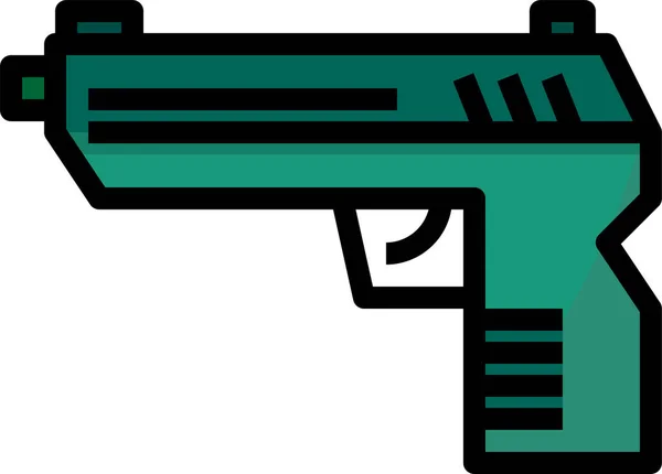 Ejército Pistola Militar Icono Estilo Contorno Lleno — Vector de stock