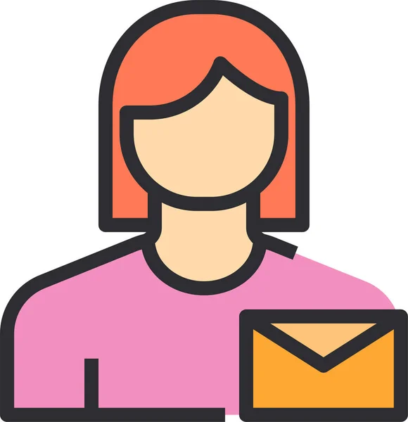 Avatar Email Female Icon Filled Outline Style — Stock Vector